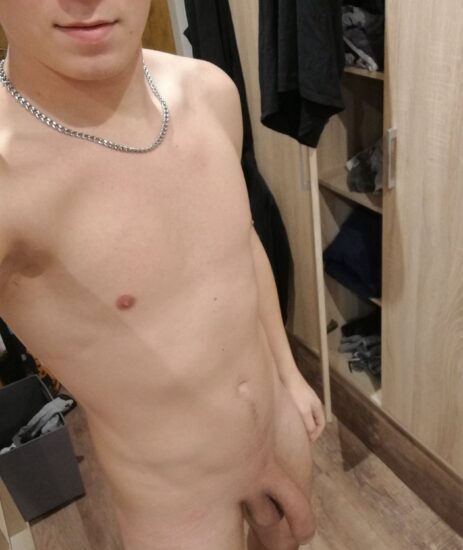 Naked boy with sloppy dick