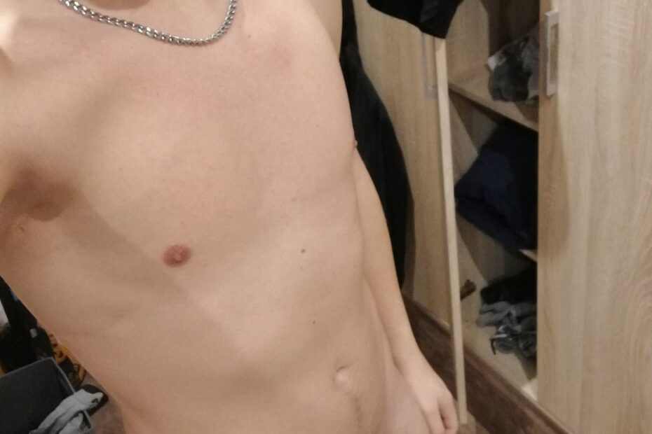 Naked boy with sloppy dick