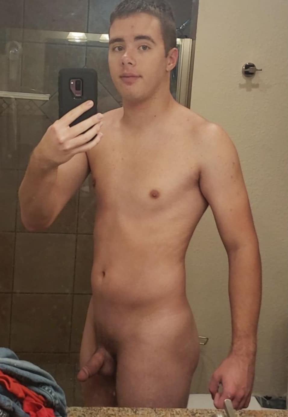 Selfie boy with soft cock